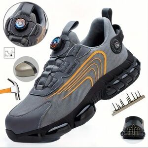 Gray and Orange Athletic Shoes with Air Cushioning